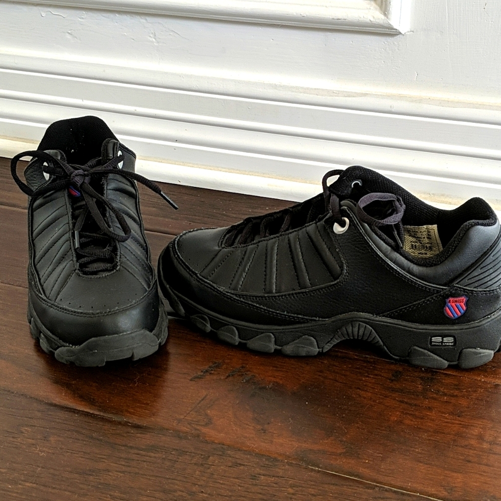 All black K-Swiss athletic shoes